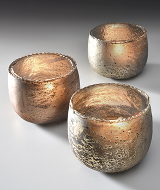 Foil matt finish bowl shaped votive holder