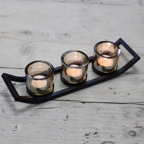 Iron Vorive Centrepiece Candle Holder - 3 Cup Ledge