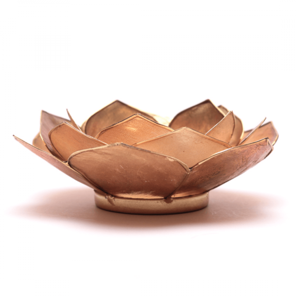 Smoked Beige Gold Petal Lotus Candle Holder